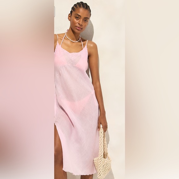 J.Crew Women's Embroidered slip dress in ramie (Size Medium)